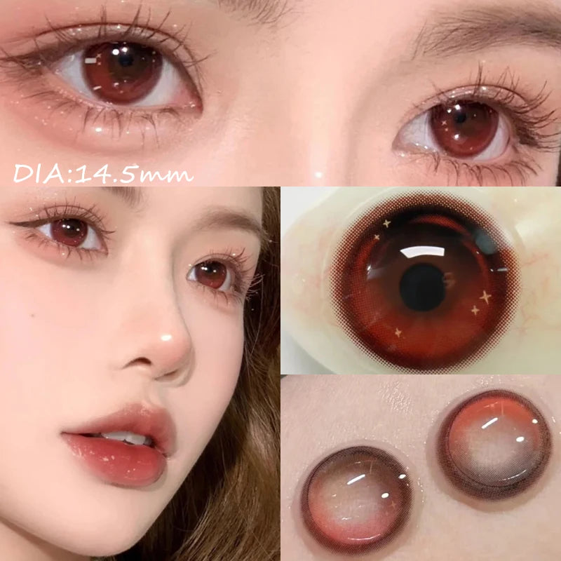 Qfdian Korean Hot Sale Color Contact Lenseswith Myopia Degree Grade 0.00-8.00Beauty Pupilentes KSSEYE 2Pcs Soft Lens