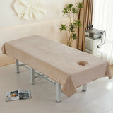 Qfdian  New Beauty Salon Sheets Thickened Double-sided Velvet Massage Sheets Water Absorption Anti-wrinkle with Holes Soft Skin-friendly