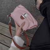 Qfdian  Fashion Sweet Women Simple Crossbody Bags Vintage Y2k Aesthetic Casual Shoulder Bag Soft Leather All Match Handbag Korean Trendy