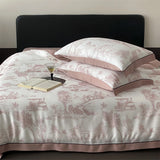 Qfdian Luxury Organic Bamboo Soft Silky Printing Bedding Set Single Double Queen King Size Duvet Cover Flat/Fitted Bed Sheet Pillowcase