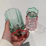 Qfdian  225ml French Style Drinkware Glass Cup Petal Wine Glass Household Short Footed Cocktail Ice Cream Cup Dopamine Drinking Utensils