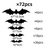 Qfdian  Halloween Bats Decorations,3D Pvc Bat on The Wall,Black Bats Wall Stickers,Halloween Scary Props Party Supplies DIY Decoration