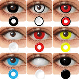 Qfdian Halleoween Contact Lens Amine Cosplay Lenses Black Out Cosplay Color Contact Lenses for Eyes Party Make Up Manson Lenses