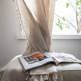 Qfdian Curtains for Living Room Luxury Beige Tassel Crochet Blackout Curtains 1Panels Semi-Sheer Rustic Boho Bedroom Home Decoration