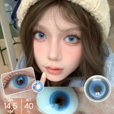 Qfdian  2pcs/pair New Cosplay Contact Lenses for Eyes Makeup Pupils Cosmetics Blue Eye Color Lenses for Myopia Lens 14.2/14.5mm
