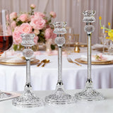 Qfdian  European Transparent Crystal Diamond Candle Holder Romantic Candlelight Dinner Candlestick Weddings Table Home Room Decor