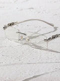 1PC Unisex Metal Rimless Glasses Square Frame Clear Glasses For Animal Accessories Street Snap