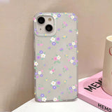 Qfdian Aesthetic Cute Flower Phone Case For iPhone 14 15 Pro 13 12 16 11 Pro Max Plus 12 Mini Slim Silky Skin Matte Flower Back Cover