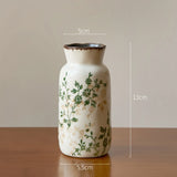 Qfdian  Ceramic Vase Mini Ornament Living Room Flower Arrangement Retro Dining Table Decoration Chinese Wabi Sabi Style Relief Artwork