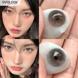 Qfdian  1 Pair/2pcs New Color contact Lenses for Bubble Series Eyes Fashion Natural gray Pupils Brown Beauty Makeup Color Lenses