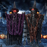 Qfdian  1PC Halloween Luminous Electric Skeleton Voice Controlled Sound Prop Haunted House Decor Hanging Ghost Horror Decoration