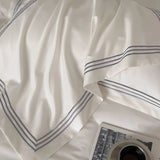 Qfdian Luxury 1000TC Egyptian Cotton Solid Color Hotel Style Embroidery Bedding Set Duvet cover Set Flat/Fitted Bed Sheet Pillowcases