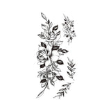 Qfdian  Waist Totem Waterproof Temporary Tattoo Sticker Black Line Flowers Rose Lily Peony Body Art Arm Fake Tattoos Sleeve Women Men