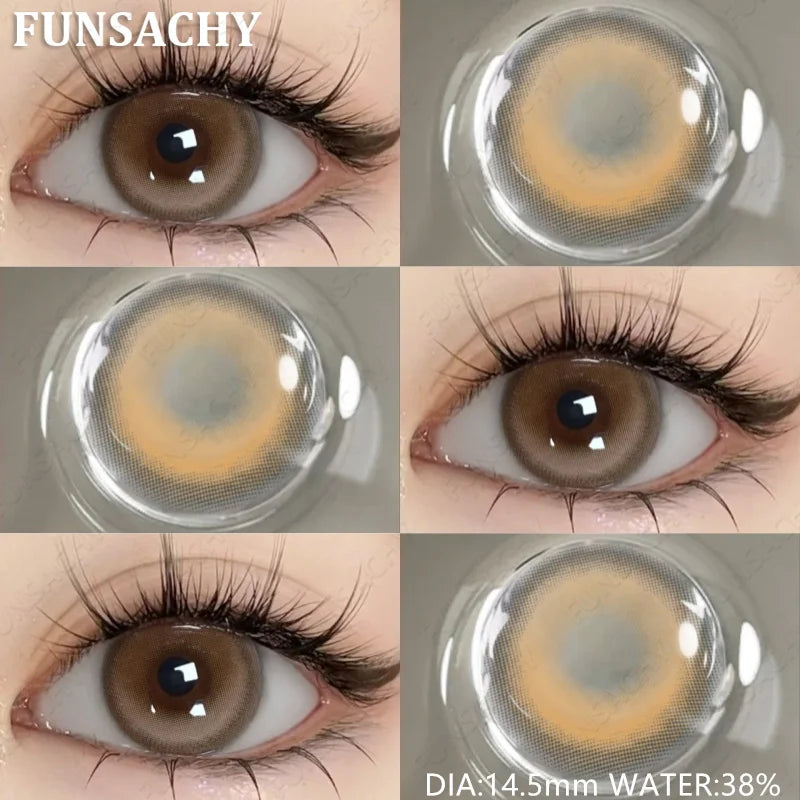 Qfdian 1 Pair Myopia 0~-8.00 Degree Color Contact Lenses for Eyes Natural Lenses with Prescription Diopter Eye Contacts Yearly