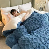 Qfdian  High End Thickened Winter Warm Blankets for Beds Artificial Lamb Cashmere Weighted Blanket Thicker Warmth Duvet Quilt Comforter