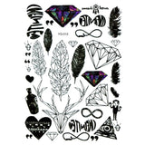 Qfdian  7 sytles Birds Waterproof Temporary Tattoo Sticker Tatuajes Fake Tatoo Sleeve Henna Tattoo Decals Body Art stickers