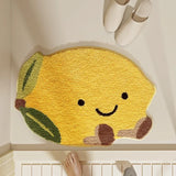 Qfdian  Creative Fruit-shaped Bath Mat Thickened Flocked Microfiber Bathroom Rug Non-slip Water-absorbent Quick-drying Foot Mat
