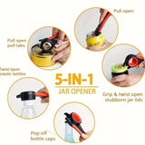 Qfdian Opener Multi Functional Five In One Beverage Bottle Opener Cap Twister Four Position Can Opener Anti Slip Cap Twister
