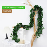 Qfdian  Artificial Creeper Leaf Silk Ivy Hanging Leaf Garland Plant  Home Bathroom Wedding Garden Decoration Green Vine 200CM
