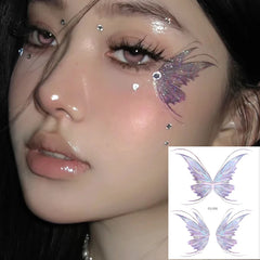 3D Fairy Butterfly Wings Shiny Tattoo Sticker Waterproof Eyes Face Body Art Fake Tattoos For Women Makeup Dance Music Festival