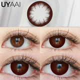 Qfdian  2PCS Color Contact Lenses (Pearl Series) Brown Natural Lenses Gray High Quality Eye Contacts 14.5mm Big Pupil Beauty Lense