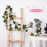 Qfdian  2.4M Rose Artificial Flower Spring Autumn Garden Arch Decor DIY Fake Flowers Vine for Wedding Garland Home Decoration ornements