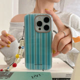 Qfdian Blue stripes summer phone case for iphone 14pro 15pro 12 14 13 15 pro max 15promax 13pro shell colorful chain ins funda cover