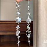 Qfdian 3D Star Clover Beaded Charm Phone Pendant Crystal Wristband Keychain Bracelet Lanyard Cord