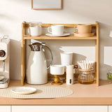 Qfdian  Cup Holder Storage Rack Desktop Doublelayer Coffee Cup Tea Set Storage Cup Rack Coffee Utensil Storage on The Table Gift