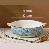 Qfdian  Japanese Double Ear Soup Noodle Bowls, Household Kitchen Restaurant Supplies, Tableware, Salad Fruit Soup Phnom Penh Bowls , 1Pc