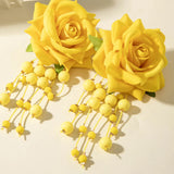 Qfdian  Stylish and unique large flower vacation earrings