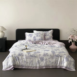 Qfdian Luxury Organic Bamboo Soft Silky Printing Bedding Set Single Double Queen King Size Duvet Cover Flat/Fitted Bed Sheet Pillowcase
