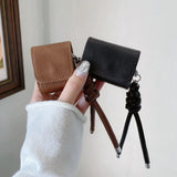 Qfdian Luxury Gloss Black Coffee Colour Leather Headphone Bag For AirPods 4nd Generation Earphone Accessories For AirPods Pro 2 3 Case