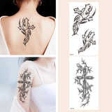 Qfdian  2pcs Waterproof Temporary Tattoo Sticker Cross Angel Jesus Lion Hands Fake Tatto Flash Tatoo Tato for Girl Women Men