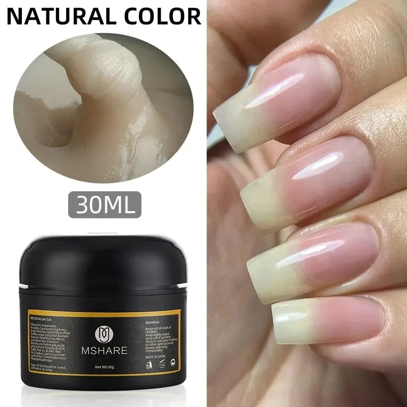 MSHARE 30g Natural Looking Poly Nails Acryl Gel Nail Extensions Builder UV Led Acrylgel Crystal Clear Gel logo Customization