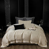 Qfdian Lyocell Cotton Jacquard Soft Silky Luxury Bedding Set Queen King Size Duvet Cover Set Bed Sheet/Fitted Sheet Pillowcases 4Pcs
