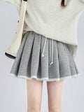 Qfdian  Elastic Waist Pleated Skirts with Shorts Fashion High Waist Mini Skirts Women Korean Fashion Short Skirt Sexy Preppy Style Skort