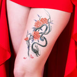 Qfdian  Waterproof Temporary Tattoo Sticker Plum Blossom Dragon Flower Arm Back Thighs Fake Tatto Flash Tatoo Tato for Girl Women Men