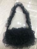 Qfdian Japanese Sweet Ruffled Gauze Handbags All Match Fairy Solid Luxury Design Underarm Bag Y2k Aesthetic Women Chic Shoulder Bags