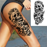 Qfdian  Realistic Fake Peony Temporary Tattoos For Women Girl Black Rose Elephant Flower Tattoo Sticker Tiger Anemone Tatoos Half Sleeve
