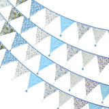 Qfdian  10.8Ft Cotton Triangle Bunting Banner 12pcs Floral Fabric Pennant Flag with Tassels, Double Side Triangle Banner Garland for We