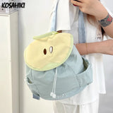 Qfdian Nylon Contrast Color Patchwork Schoolbags Women Students All Match Travel Bags Cartoon Casual Y2k Aesthetic Backpacks Trendy