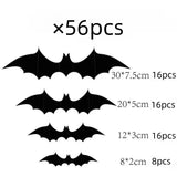 Qfdian  Halloween Bats Decorations,3D Pvc Bat on The Wall,Black Bats Wall Stickers,Halloween Scary Props Party Supplies DIY Decoration