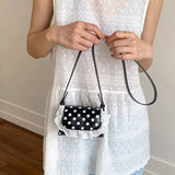 Qfdian  Patchwork Lace Dots Mini Purses and Handbags Sweet Kawaii Fashion Casual Crossbody Bag Korean Y2k Aesthetic Women Shoulder Bags