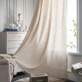 Qfdian Curtains for Living Room Luxury Beige Tassel Crochet Blackout Curtains 1Panels Semi-Sheer Rustic Boho Bedroom Home Decoration