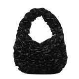 Qfdian Japanese Sweet Girls Pleated Ruffled Top-Handle Bags Fairy All Match Women Chic Clutches Trendy Y2k Aesthetic Purse and Handbags