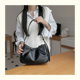 Qfdian Korean Chic Office Lady Shoulder Underarm Bag Elegant Pleated Casual Bags for Women Sweet Y2k Aesthetic Fashion Simple Handbags