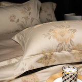 Qfdian Premium 1000TC Egyptian Cotton Yarn-dyed Jacquard Luxury Bedding Set Duvet Cover Flat/Fitted Bed Sheet Pillowcases 4Pcs