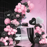 Qfdian  114pcs Black And Pink Balloons Garland Arch Kit Suitable for Birthday Theme Parties,Bridal Showers,Graduation,Anniversary Party