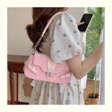 Qfdian Fashion Women Sweet Kawaii Top-Handle Bags Korean All Match Fairy Shoulder Underarm Bag Office Lady Elegant Purses and Handbags